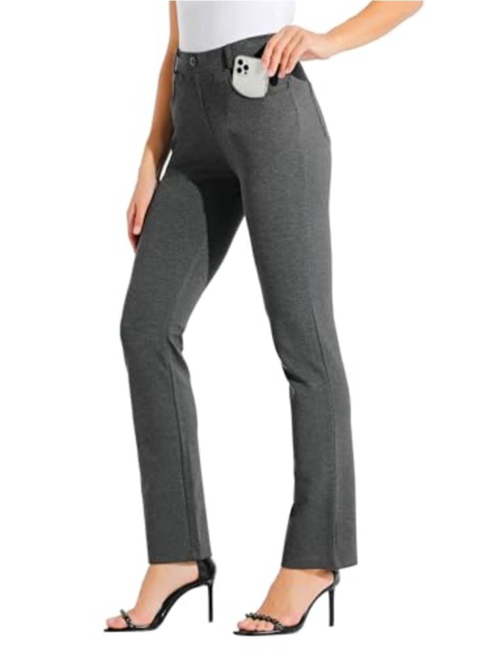 Women's Yoga Dress Pants Straight Leg Stretch Office Work Slacks with Pockets